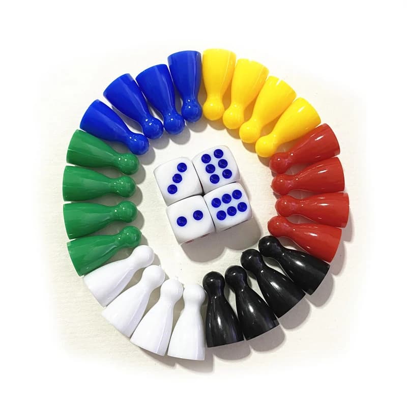 24 pezzi Chessman + 4 pezzi Dadi in plastica Zampe umane Pezzi di gioco per giochi da tavolo Marcatori da tavolo Componenti