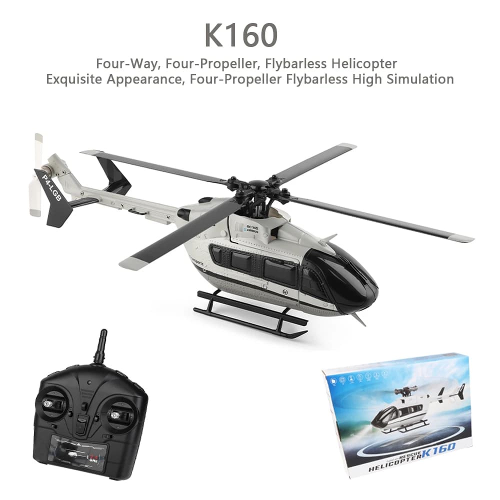 Wltoys K160 Aileron a quattro vie Elicottero senza spazzole a quattro eliche Modello di telecomando ad alta simulazione Flybarless