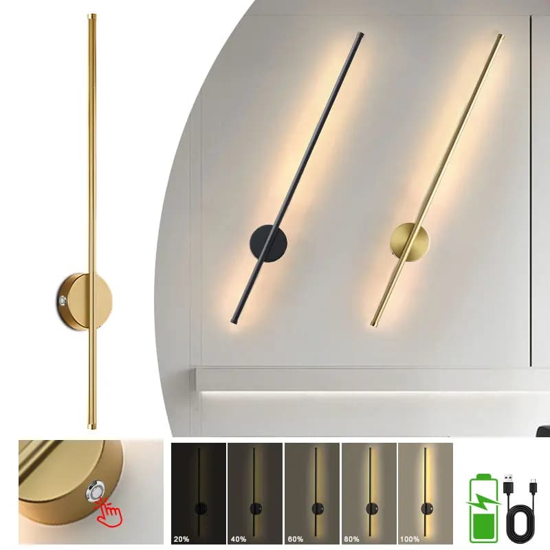 Lampade da Parete Wireless Ricaricabili con Batteria da 5200mAh, Telecomando, USB, 3CCT, Interruttore Touch Dimmerabile