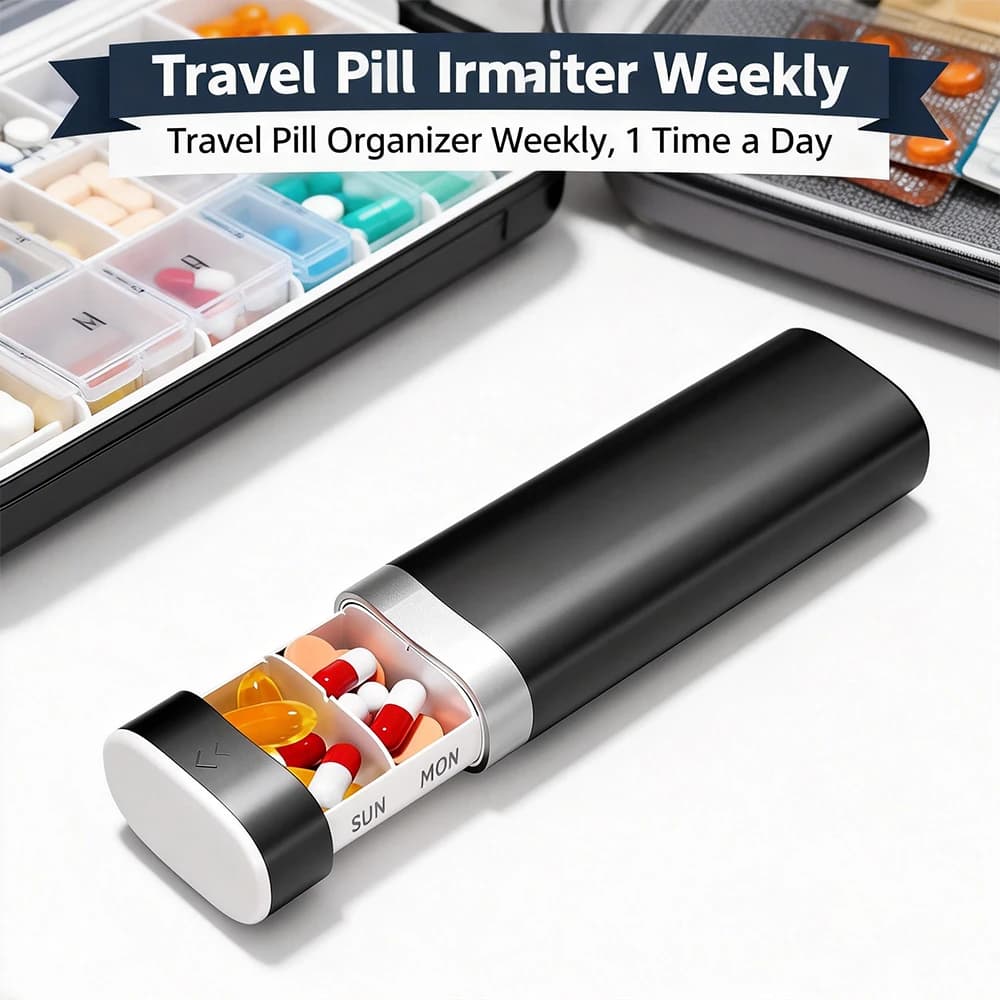 7-day pill holder with sliding drawer, 1 daily medicine case, easy to use design for vitamins, pills and supplements