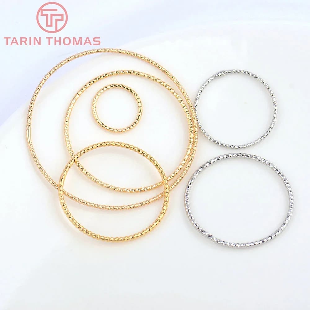 (3581) 10 Pezzi Anelli di Giunzione Rotondi in Ottone Placcato Oro 24K da 18MM e 20MM, Anelli Chiusi di Alta Qualità per Accessori Fai-da-Te di Gioielleria