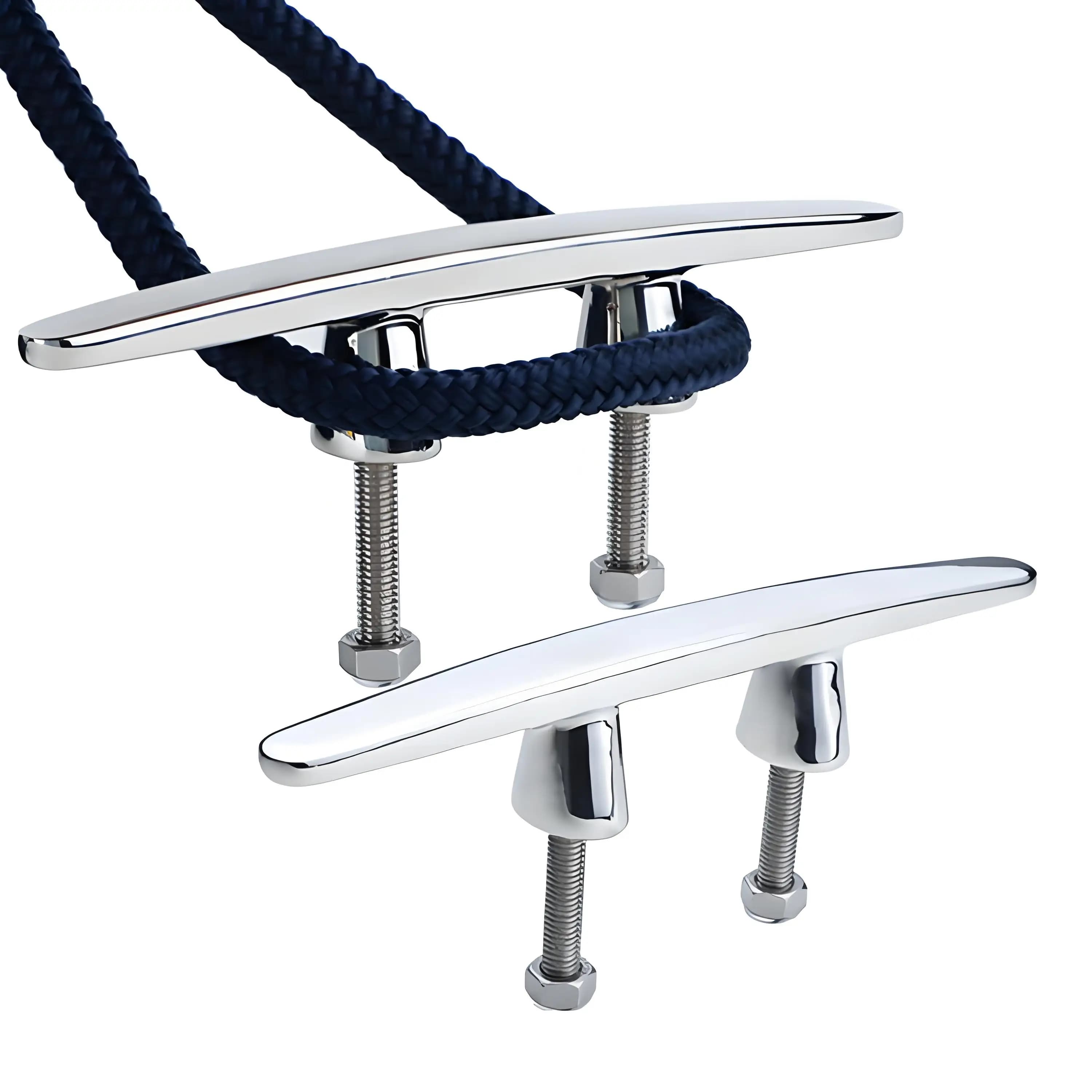 316 Stainless Steel Threaded Camel Cleat 6/8/10 Inch, Marine Mooring Bollard with Stud Bolt for Yacht Speedboat Dock Rope Fixing