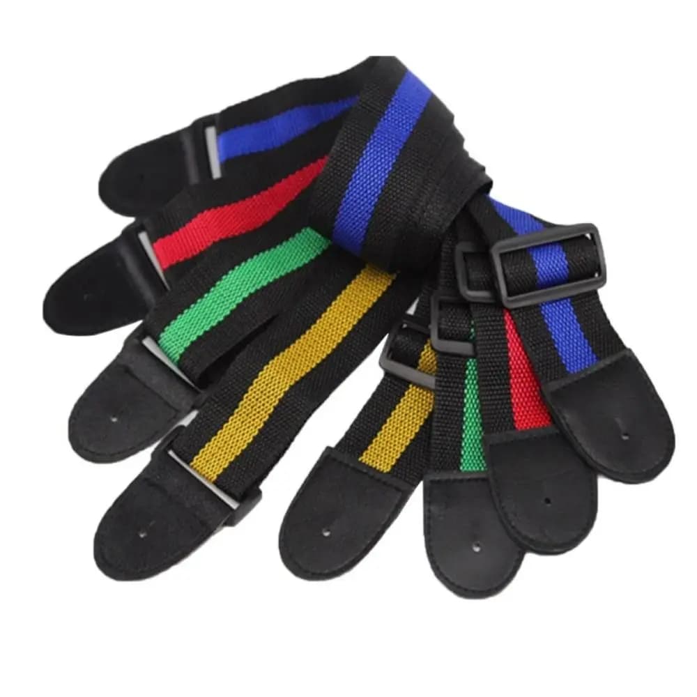 Stripe Folk Electric Guitar Strap Nylon Leather Bass Ukulele Belt Colourful Durable Personality Guitar Straps Ukulele