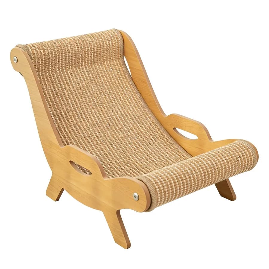 Cat Scratcher Lounge Chair 2 in 1 Wooden Hammock Bed With Woven Scratching Surface for Kittens Dog