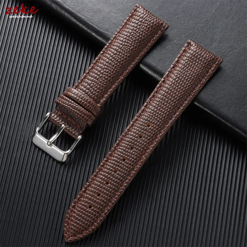Cinturini per Orologi in Pelle di Vitello con Motivo a Lucertola da 12mm, 14mm, 16mm, 18mm, 20mm per Uomo e Donna, Marrone e Nero, Morbidi, in Pelle Bovina per Business