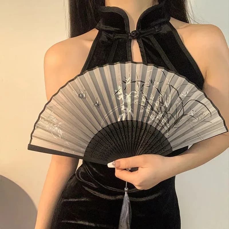 Bamboo Antique Folding Fan Chinese Style Fan Summer Female Dance Fan Portable Elegent Flower Hand Held Fan Exquisite Gifts