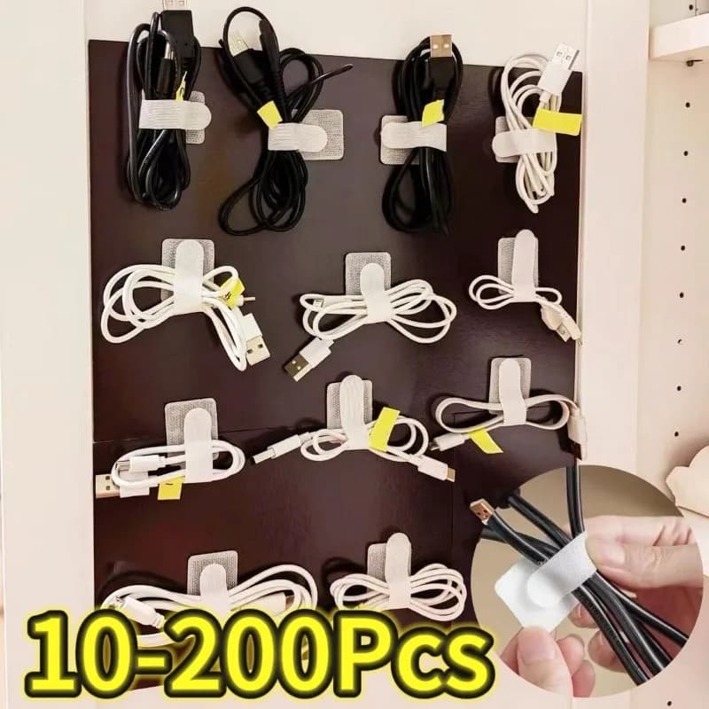 10-200 pz Riutilizzabile Organizzatore di Cavi Scrivania Avvolgicavo Fascette Organizzatore Auto Adesivo Corda Supporti Cinghie di Protezione del Cavo