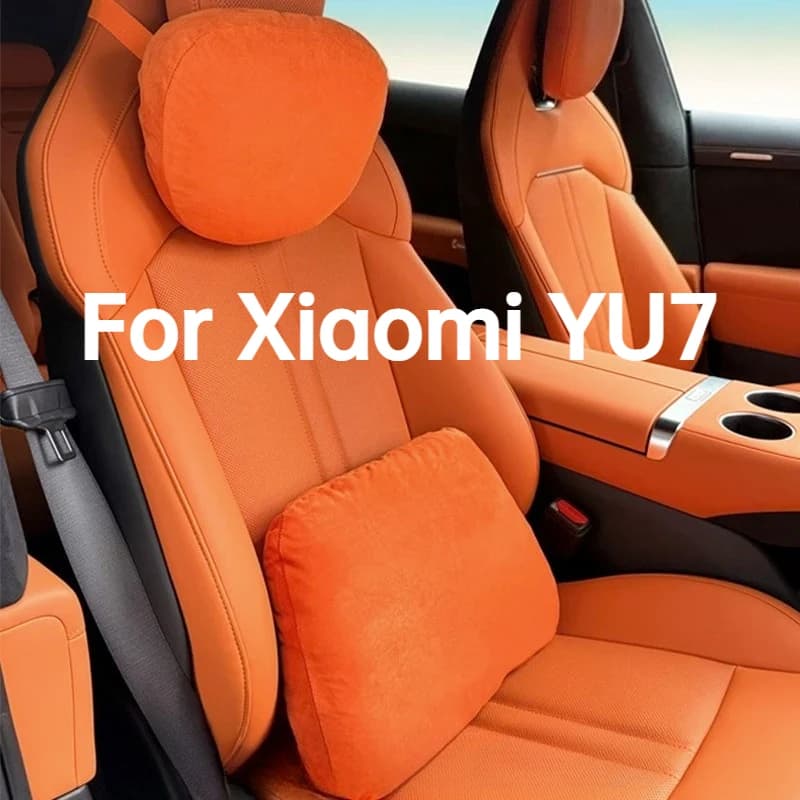 For Xiaomi YU7 2025 2026 Suede Car Headrest Neck Support Seat Waist pad Lumbar cushion Soft Neck Pillow Interior Accessories