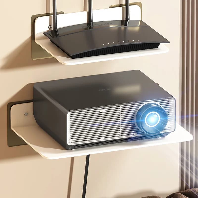 HeMu Mensola Galleggiante da Parete Senza Foratura, Organizzatore Universale per Router, Proiettore e Piccoli Dispositivi, Mensola Salvaspazio