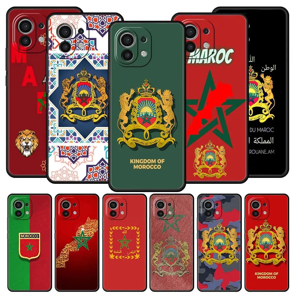 Custodia per telefono per Xiaomi Mi 15 14 14T 13T 12T Pro 12 13 11 Lite 5G 11T X6 X5 Pro Cover morbida bandiera marocchina Maroc Marocco passaporto