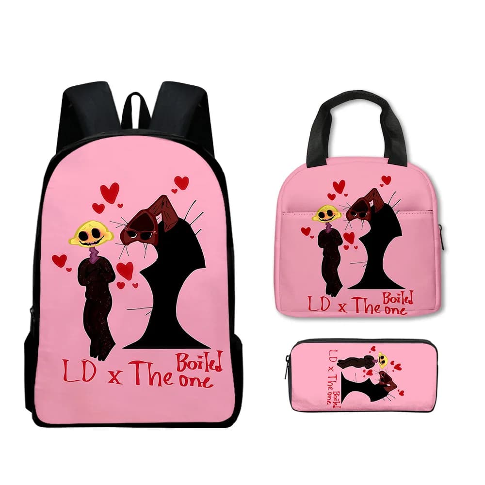 Trendy Popular Funny Novelty The Boiled One 3D Print 3pcs/Set Student School Bags Laptop Daypack Backpack Lunch bag Pencil Case