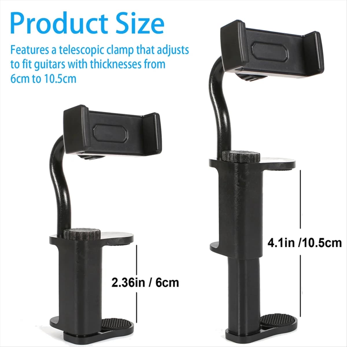 Supporto per telefono Popular_Guitar per chitarre/ukulele spessi 6-10,5 cm, foglio per chitarra