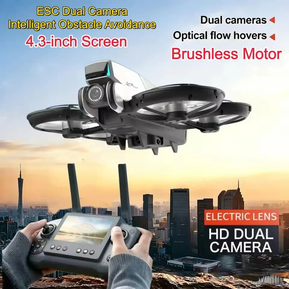 Obstacle Avoidance Brushless Screen WiFi Aerial Quadcopter Screen RC Drone ESC Dual Camera Optical Flow With Screen Display Dron