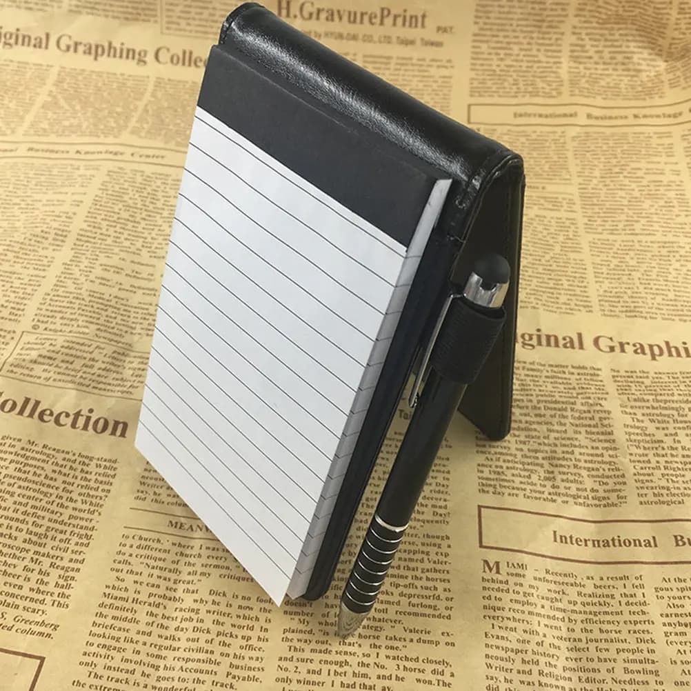 Quaderno A7 Nero Rinforzato per Ufficio, Blocco Note per Gestione del Tempo, Agenda e Diario di Scrittura