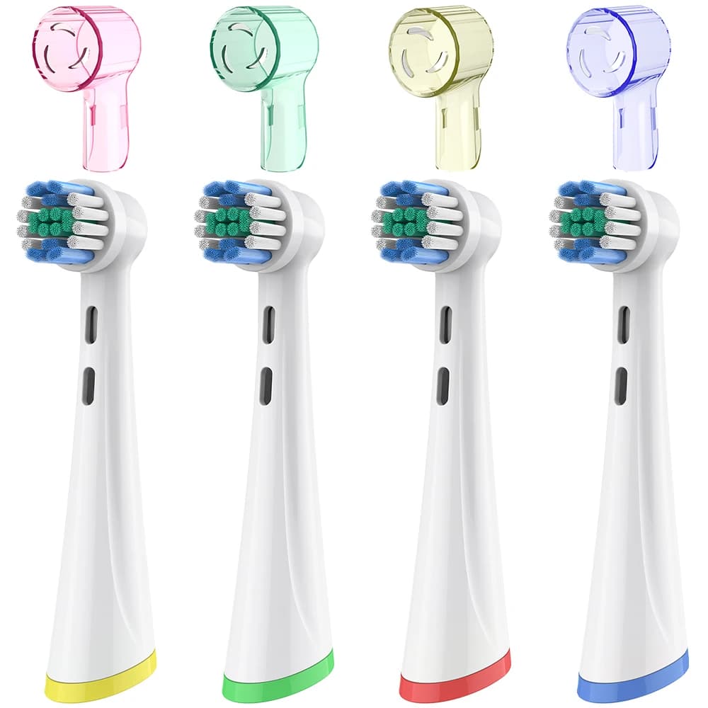 4 testine di ricambio e 4 copritestine per spazzolino compatibili con gli spazzolini elettrici Oral B iO 2/3/4/5/6/7/8/9/10