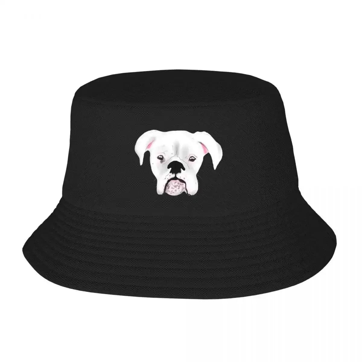 2025 Nuovo WHITE BOXER DOG PUPPY POLLY Cappello a secchiello Protezione solare Berretto personalizzato Protezione UV Cappello solare Uomo Donna