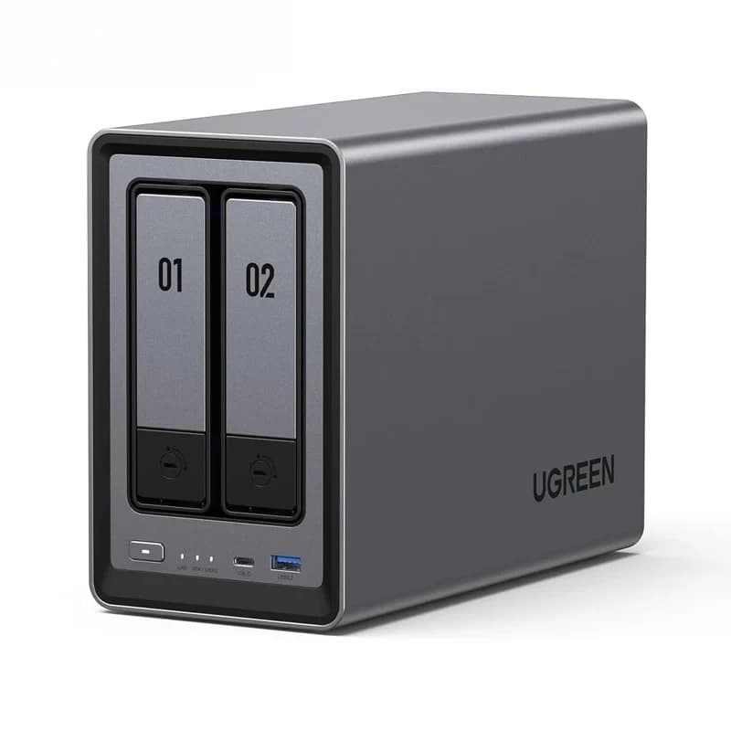 HT UGREEN NASync DXP2800 NAS desktop a 2 bay con CPU N100 quad-core, archiviazione di rete (senza dischi), 4K, 8GB di RAM DDR5