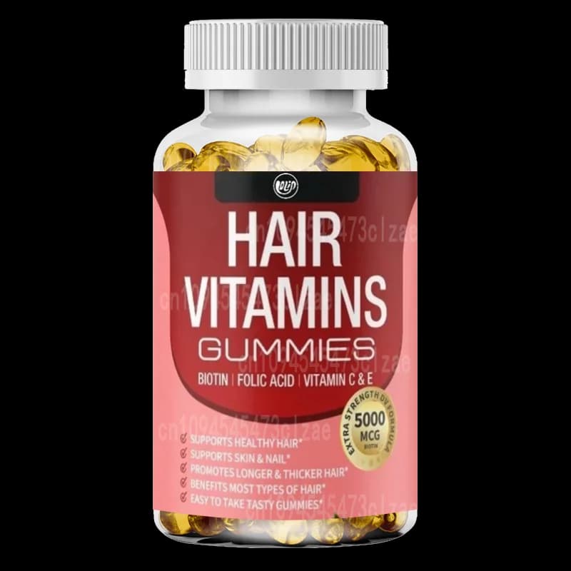 Supplement of gommose caramels to the vitamin for hair - Biotin, folic acid, vitamin C and E, supports hair, skin, nails, non GMO, 60 gommose candies