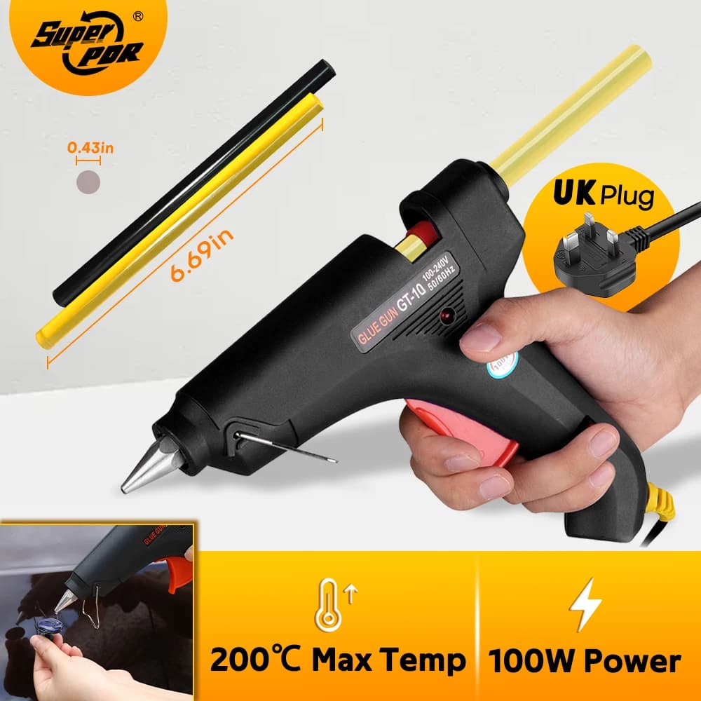 Pistola per colla a caldo Super PDR da 100 W 100-240 per strumento di riparazione termoelettrico a riscaldamento rapido industriale domestico per stick di colla da 11 mm