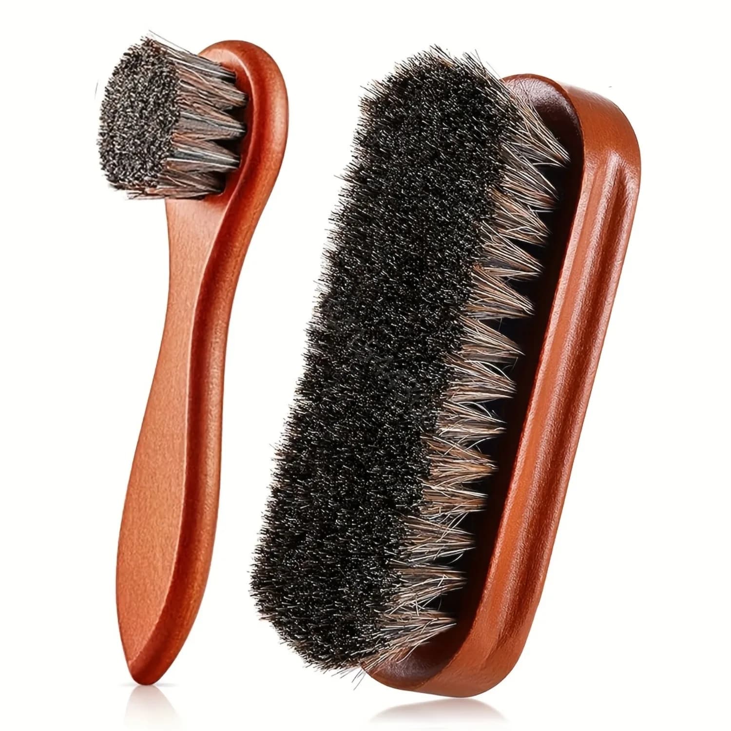 Kit 2 Pezzi Spazzole per Lucidatura Scarpe in Crine di Cavallo, Applicatori per Lucidatura, Spazzole per Pulizia Scarpe in Pelle e Stivali, Spazzola per Pulizia Camoscio