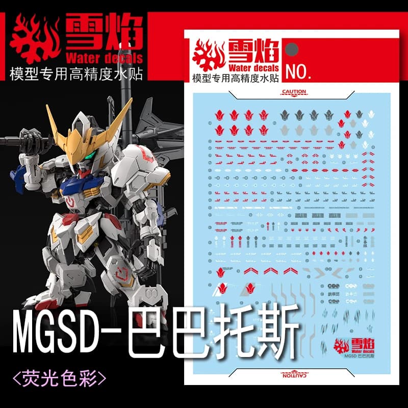 Decalcomanie modello Decalcomanie per scivoli d'acqua Strumento per MGSD Barbatos Modelli di adesivi fluorescenti Accessori per giocattoli