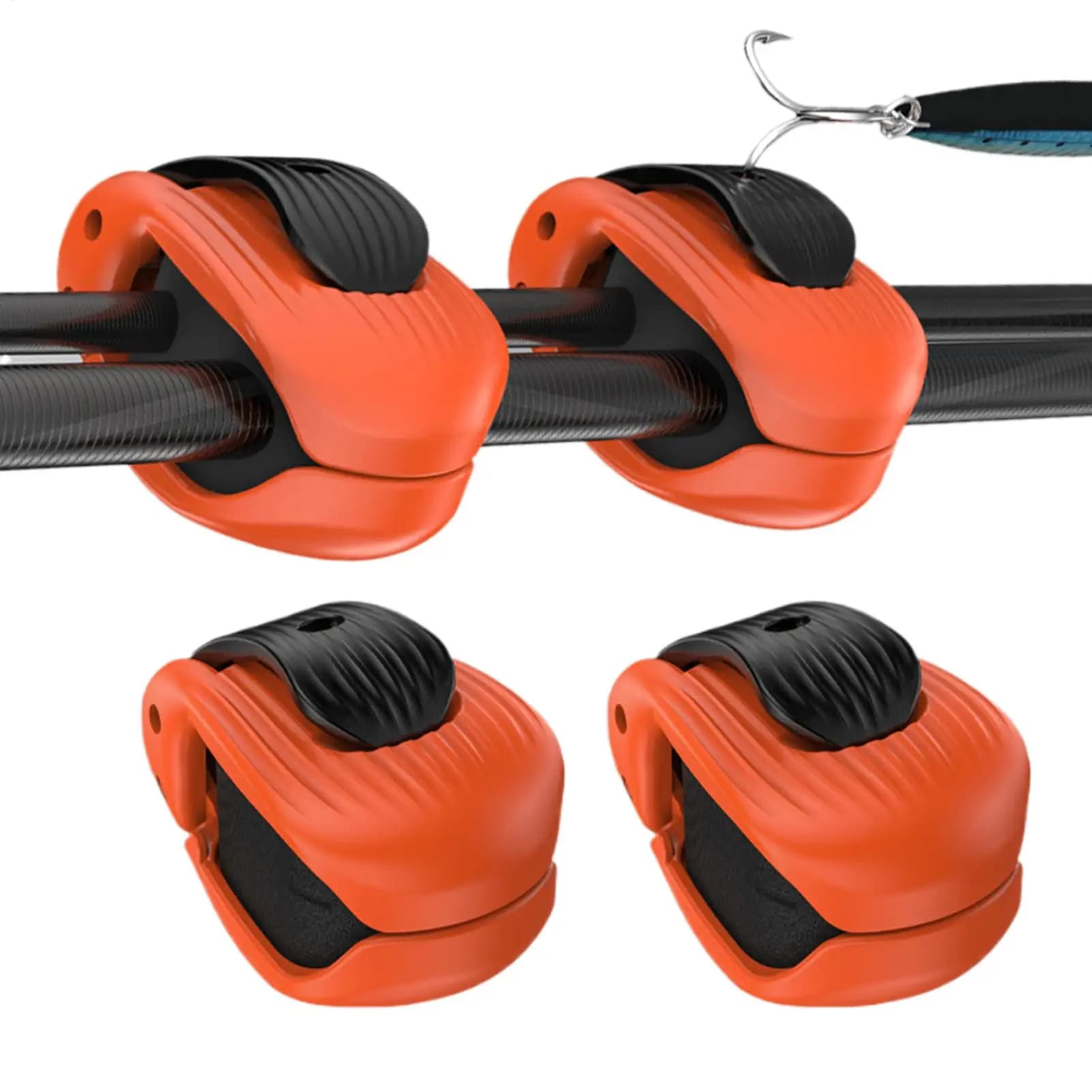Set di 4 Clip per Canna da Pesca Antiscivolo, Supporto per Canna Anti-groviglio, Clip di Fissaggio per Esche, Accessori per la Pesca