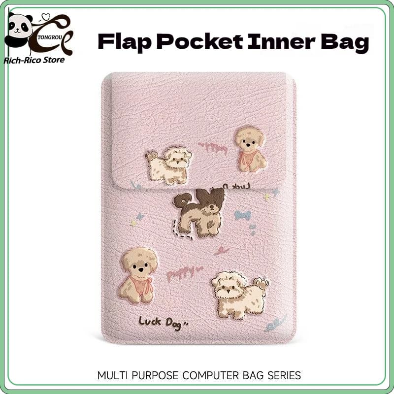 Borsa per laptop con motivo ricamato a forma di cane per Huawei, Lenovo, MacBook, Tablet, 12 pollici