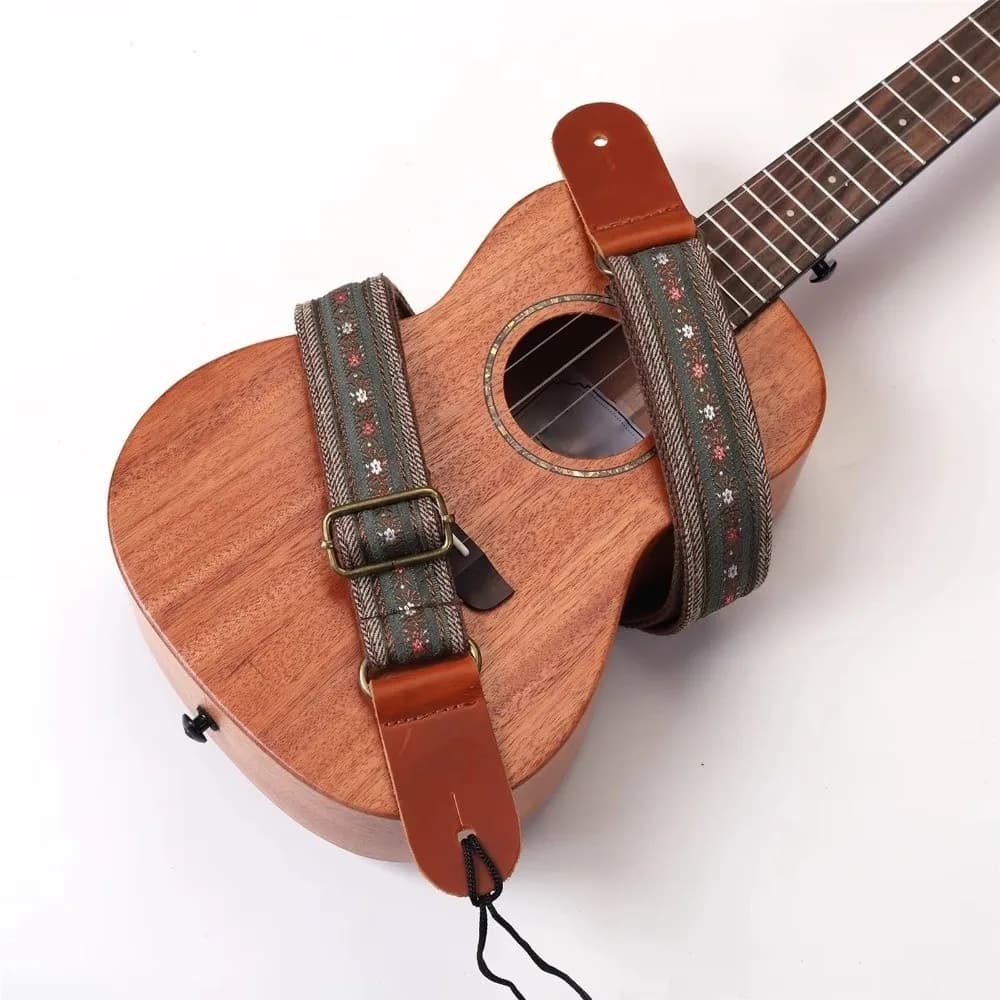 Bohemian Style Ukulele Strap Adjustable Handmade Look Knitting Cotton Belt Belt Design 77-134cm Small Guitar Strap Performance