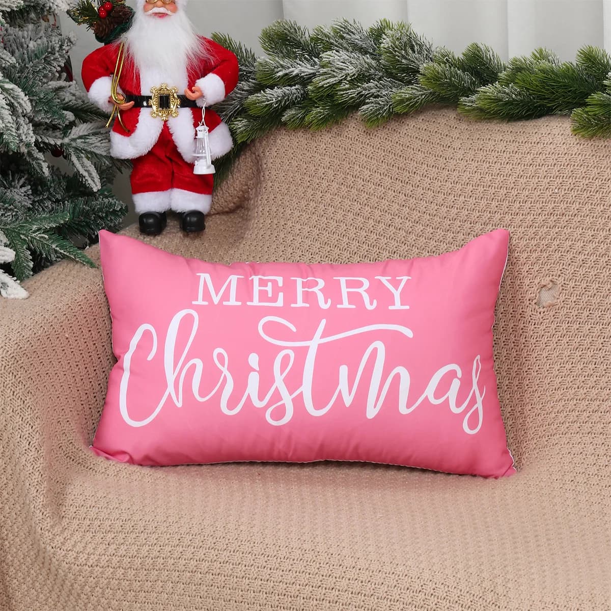 Cuscino lombare di Natale Decorazione natalizia per la casa Ciondolo 2025 Fodera per cuscino lombare di Natale Ornamento Navidad Natal Regalo di Capodanno