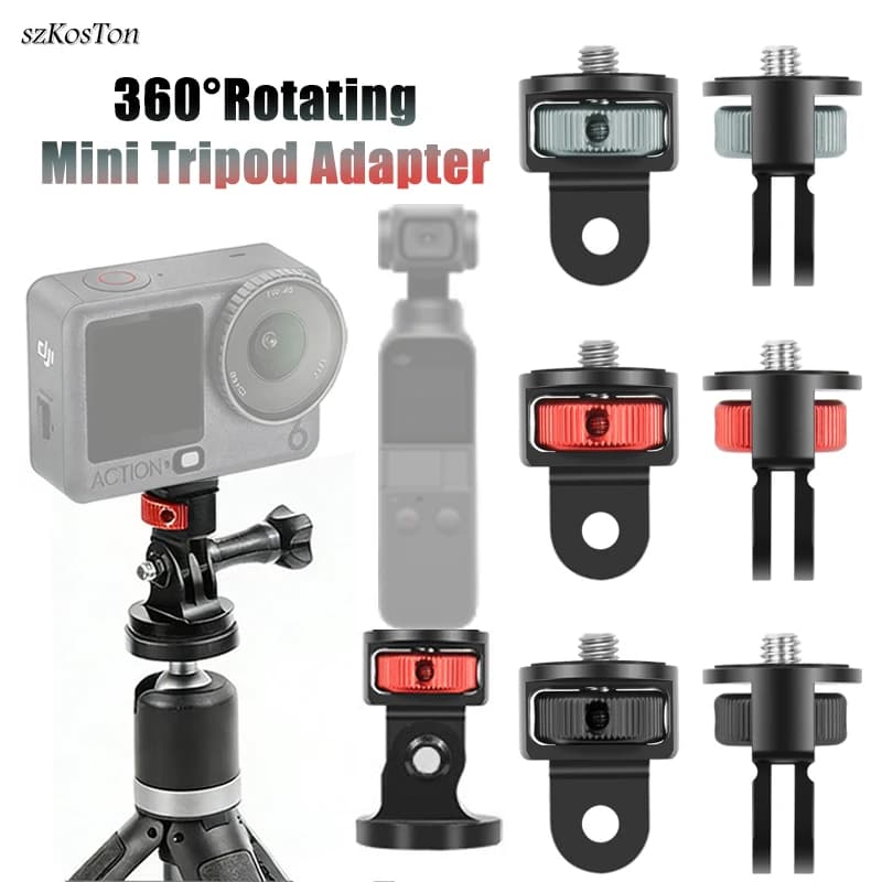 Adattatore per treppiede con vite da 1/4 di pollice, supporto girevole a 360° per GoPro 13 12 11 Insta 360 X5 DJI Osmo 360 Action 6, accessori per fotocamera
