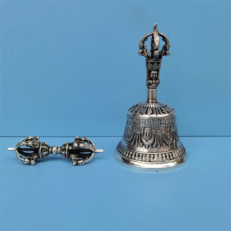 Tibet Tibetan Vajra bell and five-pronged vajra Statue Ornament Home Office Cabinet Deco Desktop Decor Figurines
