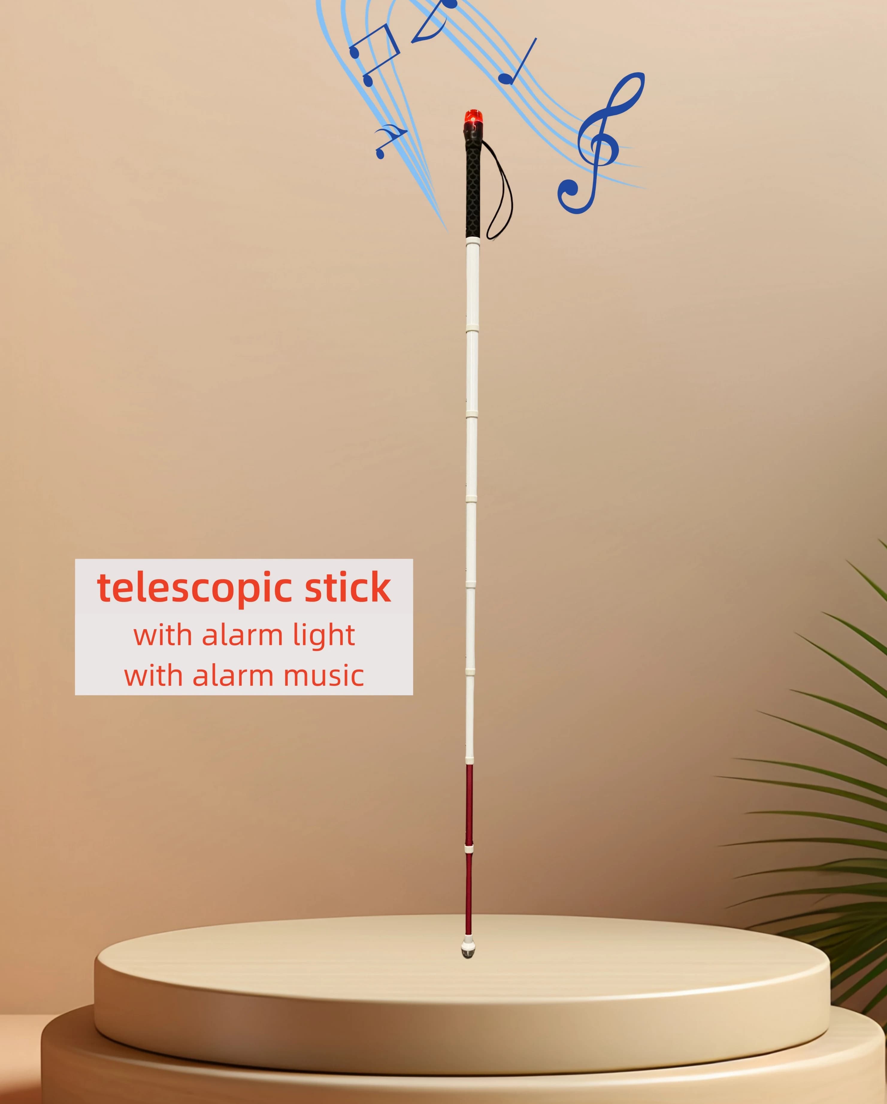 Bastone da passeggio telescopico per bastone da trekking telescopico da 135 cm in lega di titanio per anziani Stampella con problemi visivi con allarme