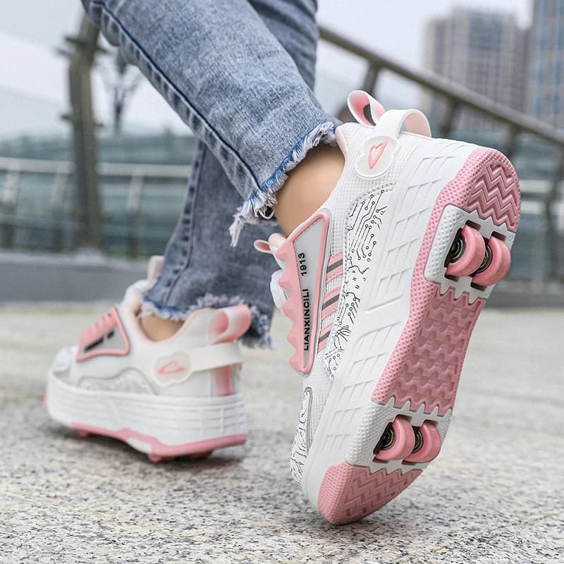 New trendy sneakers for girls, four wheel roller skates cool and detachable for boys, ice skates with high aesthetic design.