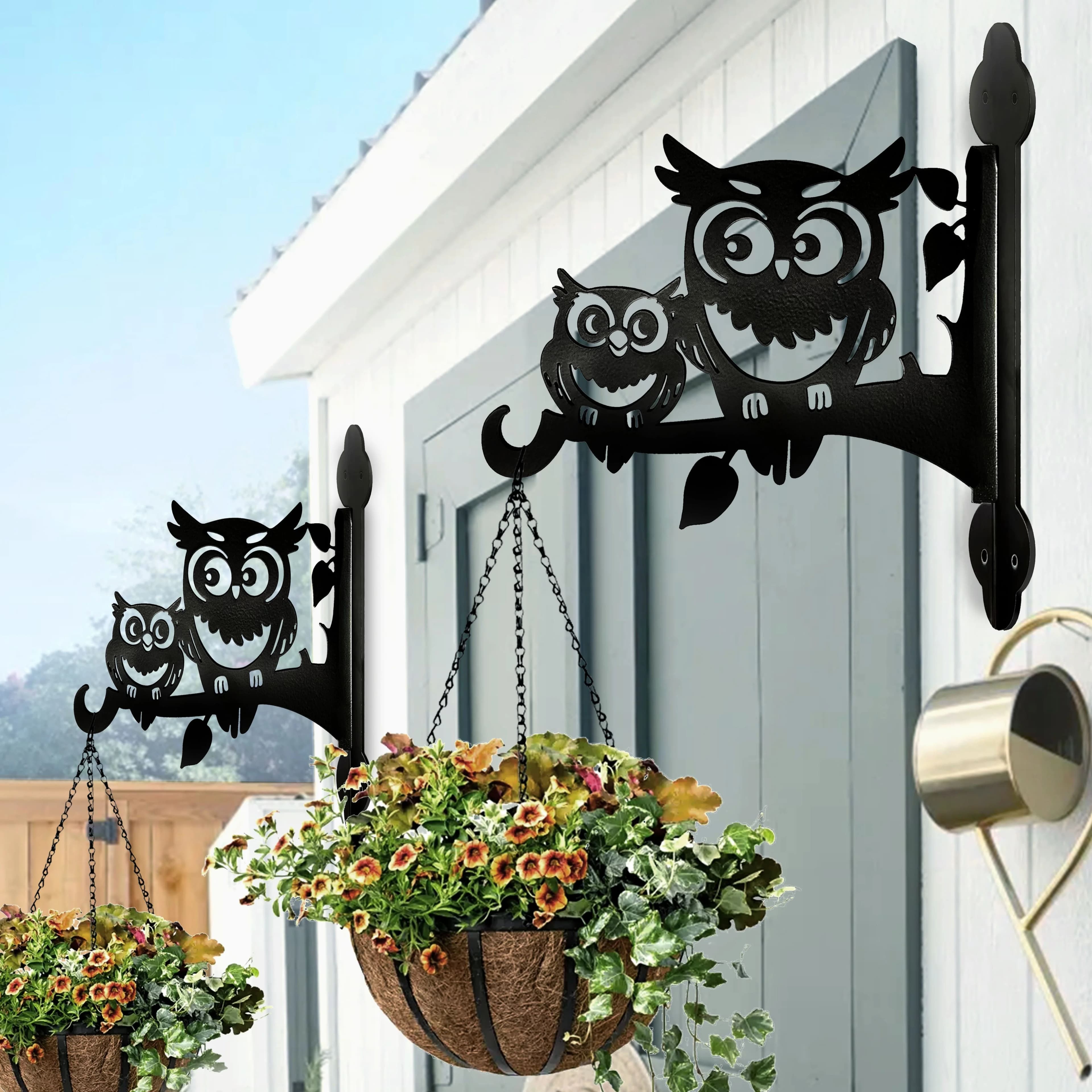 1pc Heavy Duty Metal Owl Plant Hanger, Adorable Mom and Baby Owl Branch Hook Basket Bracket for Outdoor Porch Patio Garden