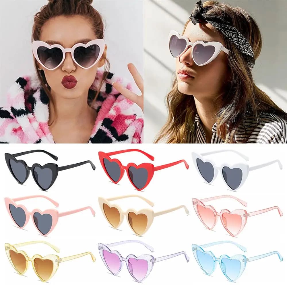 Occhiali da sole alla moda da donna Occhiali da sole a forma di cuore Protezione UV400 Occhiali da sole vintage Occhiali