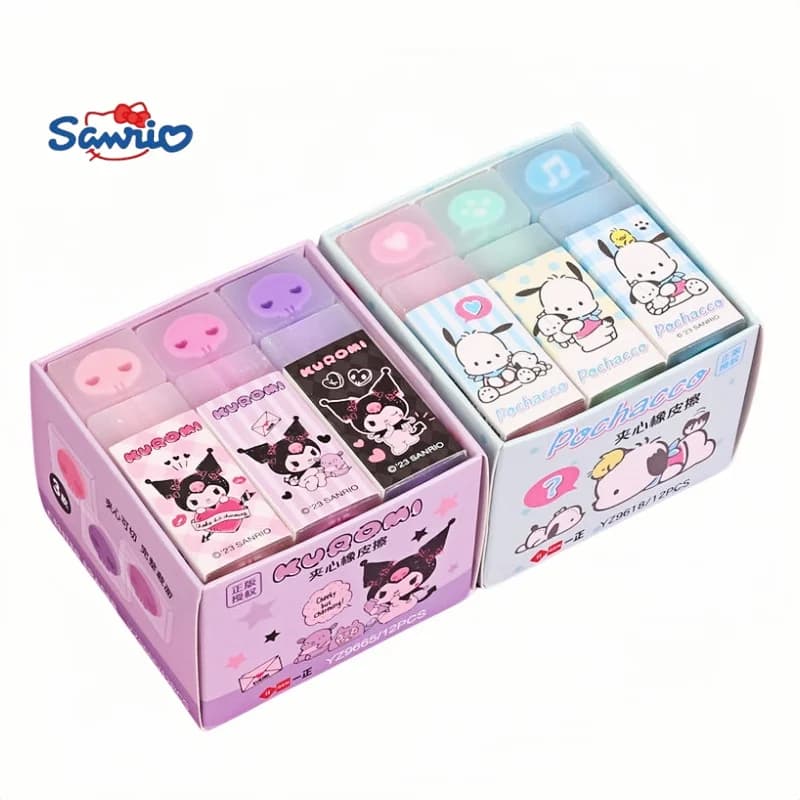 Sanrio eraser anime cute kuromi Cinnamoroll sandwich sliceable diy pencil eraser cartoon learning stationery children's gift