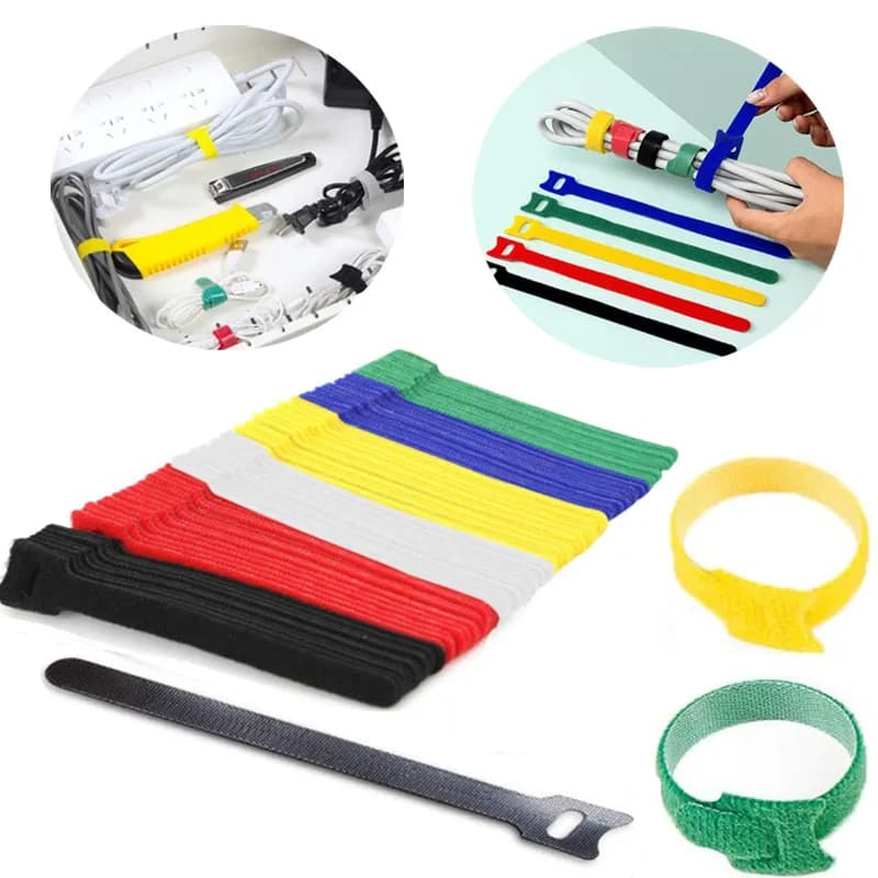 10/20/30 pezzi fascette riutilizzabili a forma di T per il fissaggio e la conservazione di vari fili elettrici fascette in nylon colorato con gancio e anello