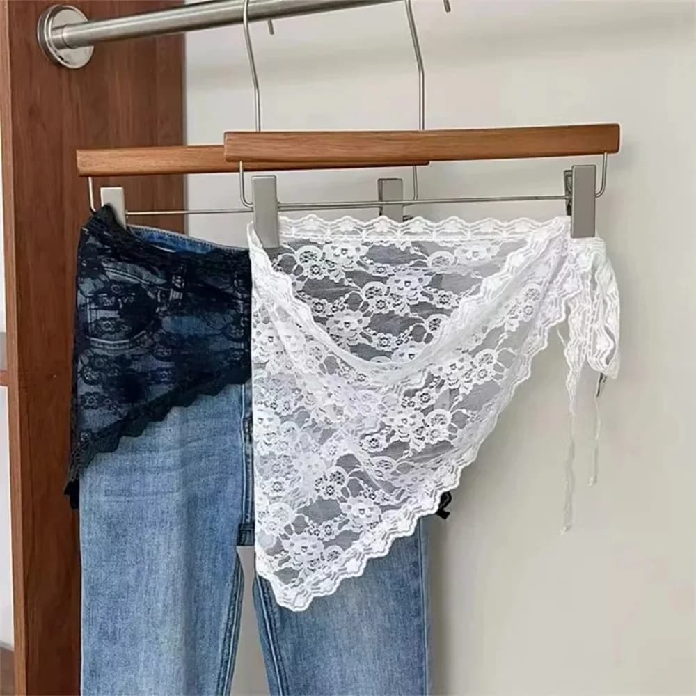Nuova Minigonna a Triangolo con Balze, Gonna Corta con Balze, Gonna con Balze a Rete, Gonna con Balze in Pizzo, Gonna a Strati in Maglia, Gonna Coreana da Donna con Balze e Pizzo, Foulard da Donna Coreano