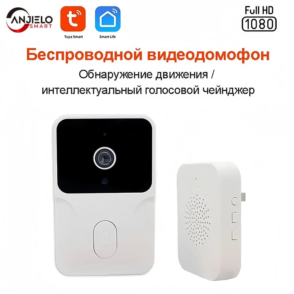 ANJIELO SMART 1080P WiFi Video Doorbell, Motion Detection, 365-Day Standby, 15 Melodies, Tuya App, Night Vision, IP65 Waterproof