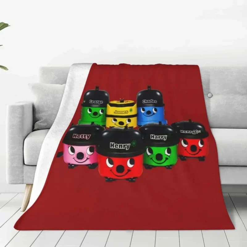 Henry Hoover And Friends coperta lavorata a maglia Coral Fleece cute fun retro anime coperte morbide per divano auto divano camera da letto trapunta