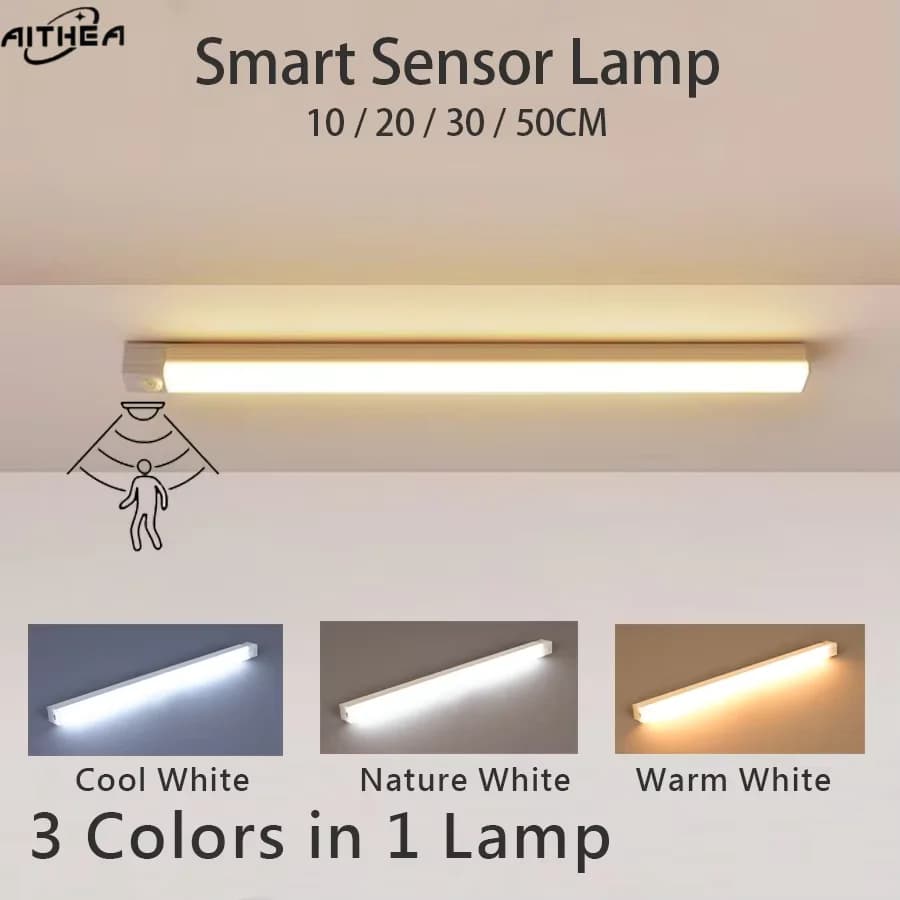 AITHEA LED Motion Sensor Light Wireless USB Rechargeable Night Light Portable Induction Lamp for Cabinet Wardrobe Staircase