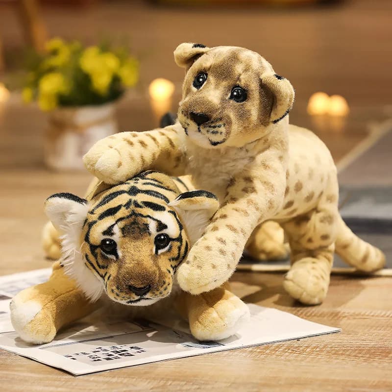 39/48/58cm Lovely Lion Tiger Leopard giocattoli di peluche bambole di simulazione carine farcite morbide reali come giocattoli animali bambino decorazioni per bambini regalo