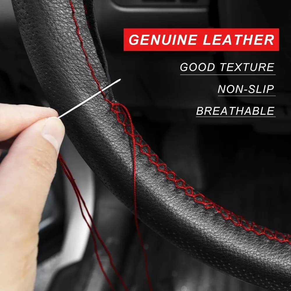 Coprivolanti per Auto con aghi e filo intrecciato fai da te accessori Auto in morbida pelle artificiale antiscivolo adatti per 38cm