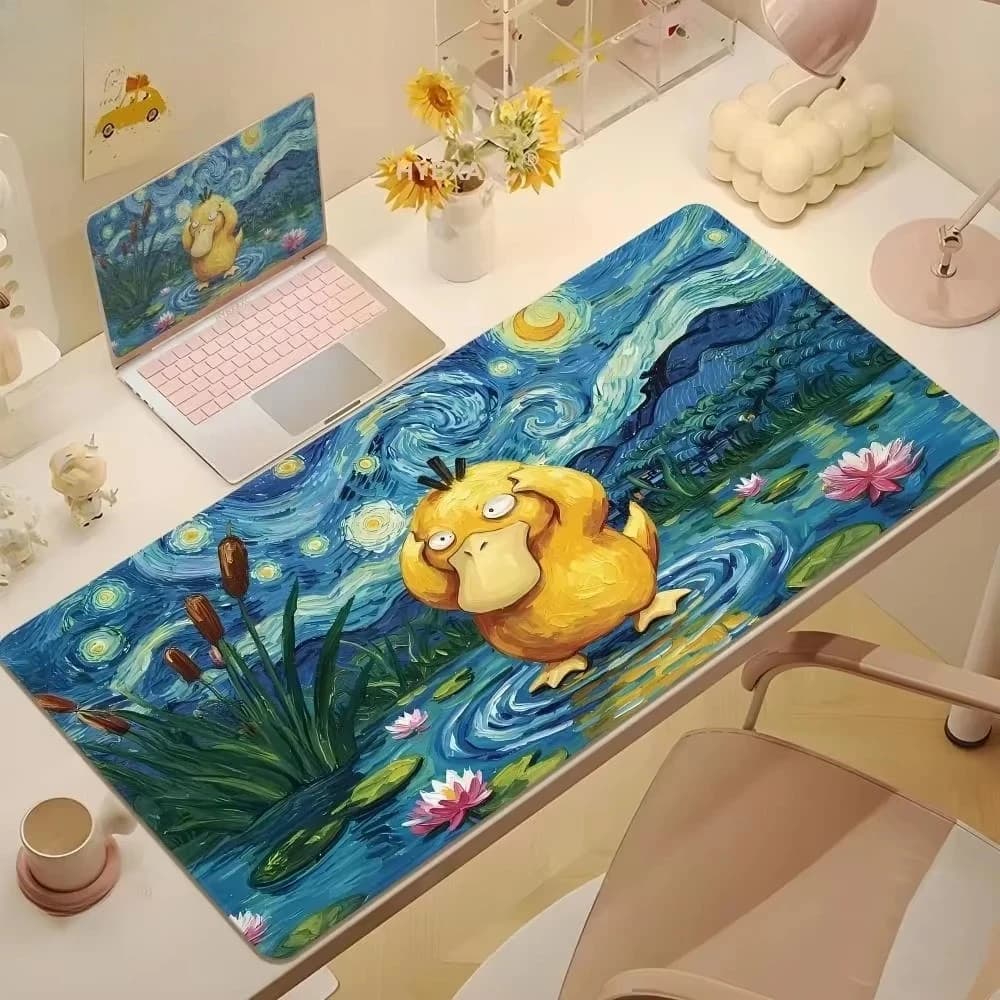 Carino Psyduck Gaming Mouse Pad PC P-pikachu Gamer Cabiner Tappeto per tastiera P-pokemonS Desktop Mouse Zerbino Tappeto Notte stellata Mousepad