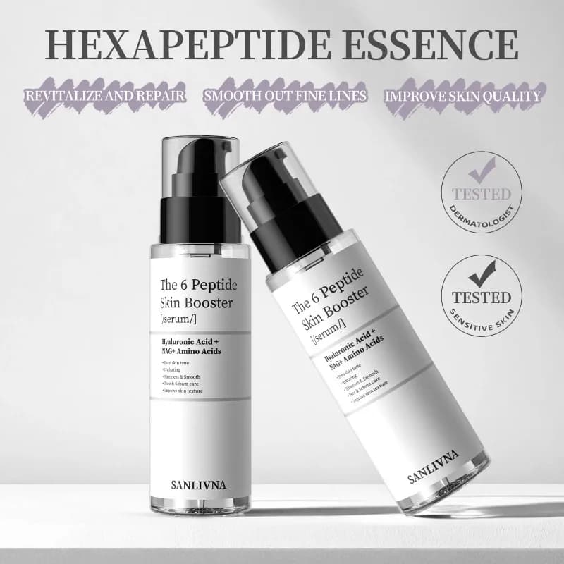 Il set per la cura della pelle rinfrescante per il viso con 6 peptidi contengono il collagene per migliorare le linee sottili, illumina la pelle, idratare e nutre