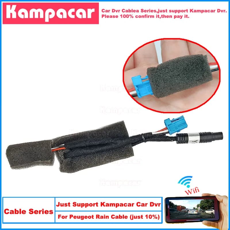 Nuovo Cavo per Dash Cam 1K 2K 4K Plug and Play ECPT01 per Telecamera DVR Auto Peugeot con Sensore Pioggia (Non Supporta il Reso)