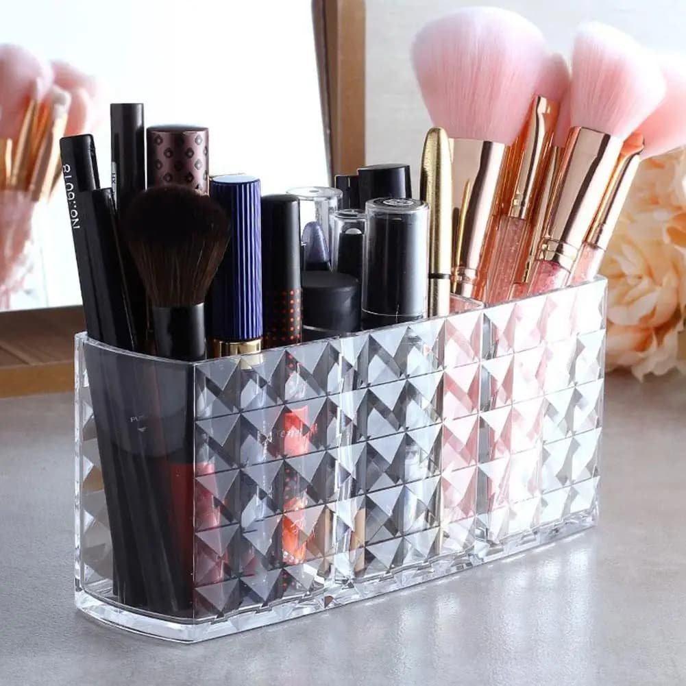 Organizer in 3 Parts Transparent acrylic, Brush Holder, Brush Holder, Brush Holder, Wallet Box, Table Organizer
