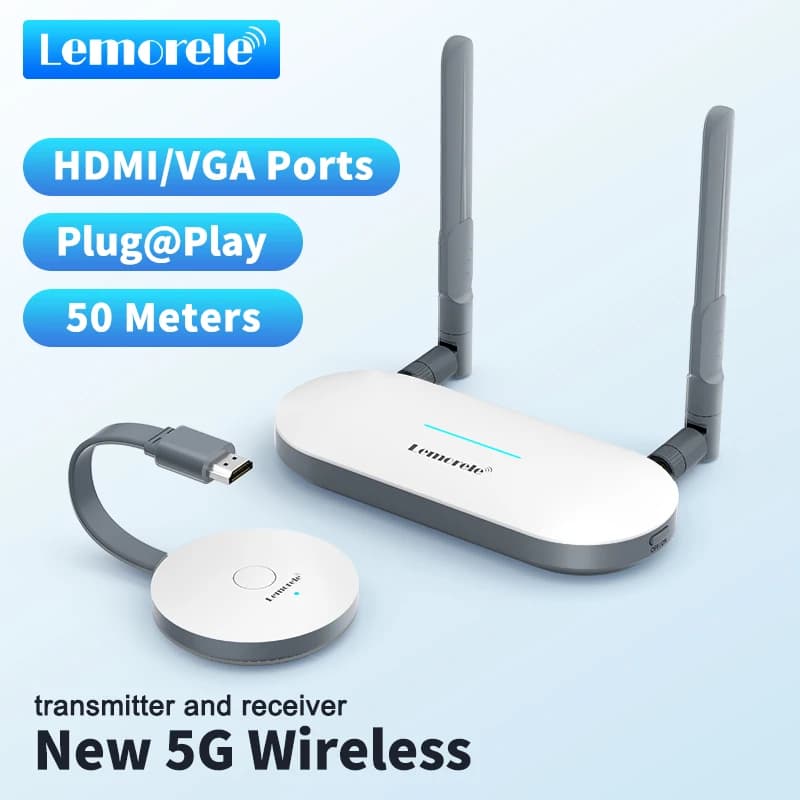 Lemorele Trasmettitore Video Wireless USB/HDMI e Ricevitore HDMI/VGA, Adattatore Estensore Display per TV, Monitor, Proiettore