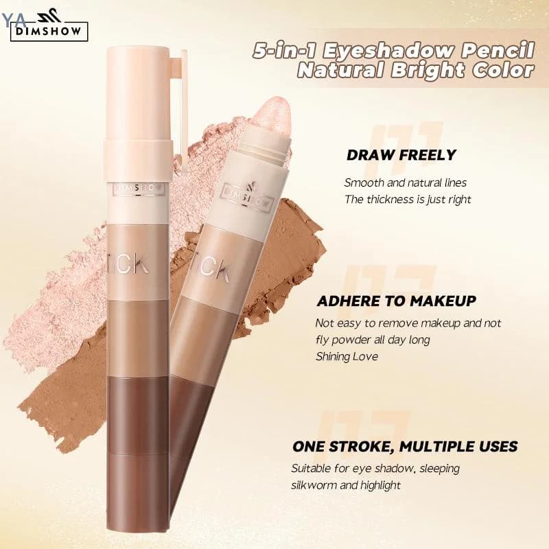 [MP] DIMSHOW Kit Matita Shade 5 in 1, Velvet Opaque Pigment, Shiny Illuminant, Makeup Combination, Mini Pen Shade, Cosmetics