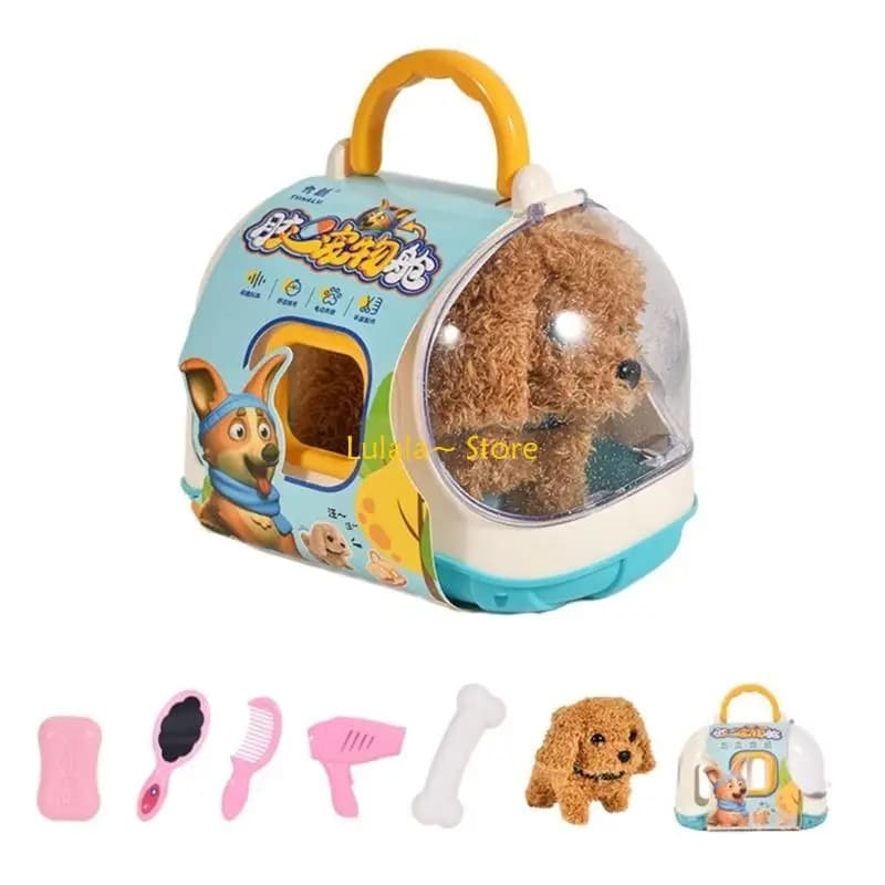 Y4QA Realistico Cane che Cammina Che Abbaia Cucciolo Giocattolo Elettronico Peluche Animale Domestico Giocattolo Interazione